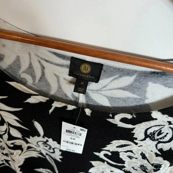 JM Collection Women's Size 3X Asymmetrical Hem Scoop Neck Long Sleeve Sweater - Picture 7 of 7